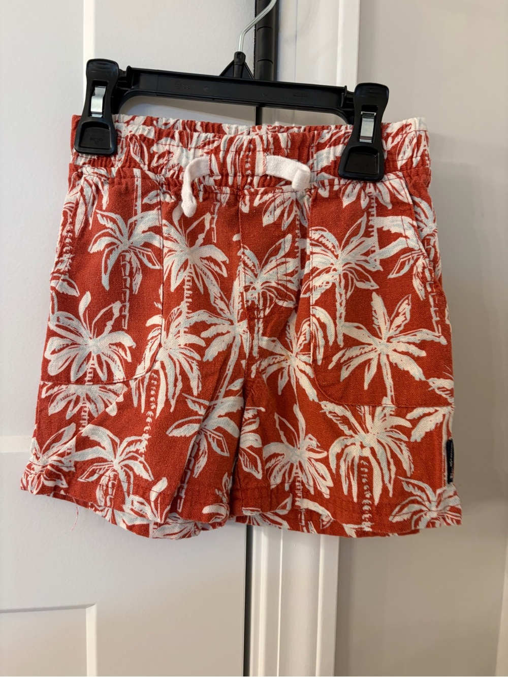 Ben Sherman Red Palm-Print Drawstring Athletic Shorts